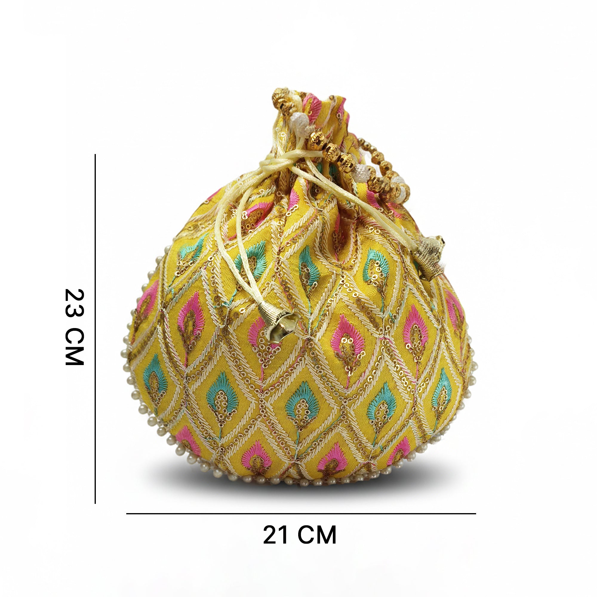 Embroidered Handcrafted Wedding Potli Bag with Beaded Accents