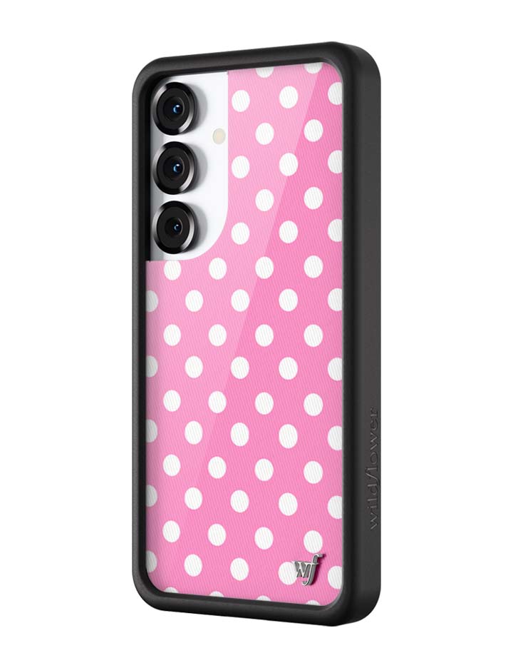 Pink Polka Dot Samsung Galaxy Phone Case with Protective Bumper - Image 8