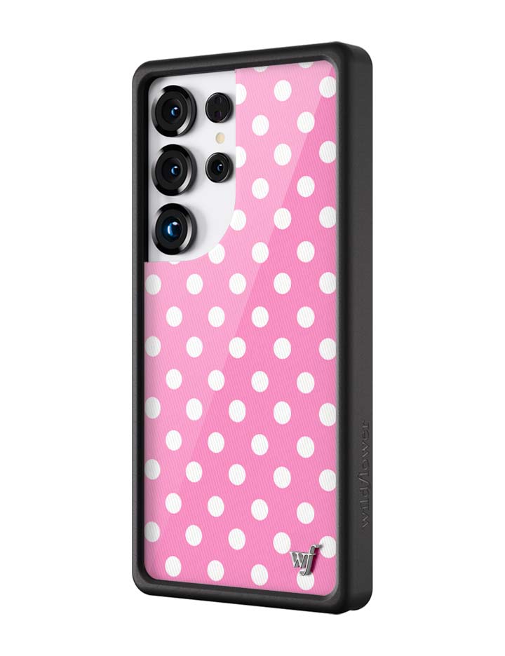 Pink Polka Dot Samsung Galaxy Phone Case with Protective Bumper - Image 2
