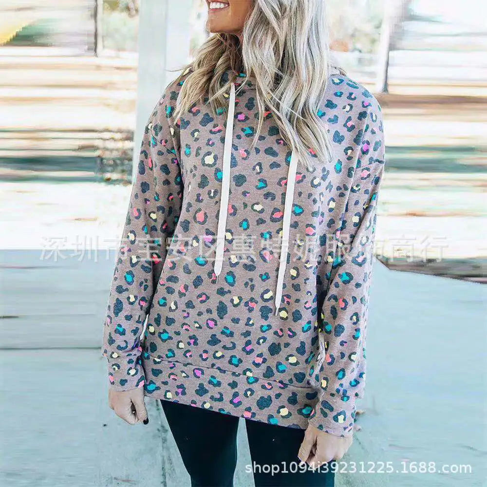 Women's Leopard Print Hooded Sweatshirt