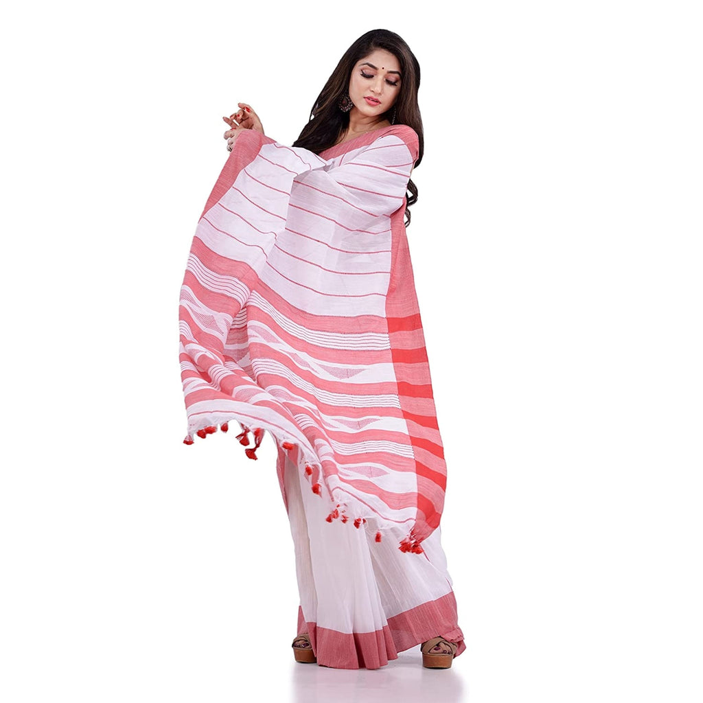Handloom White Cotton Saree for Women Elegant Ethnic Wear