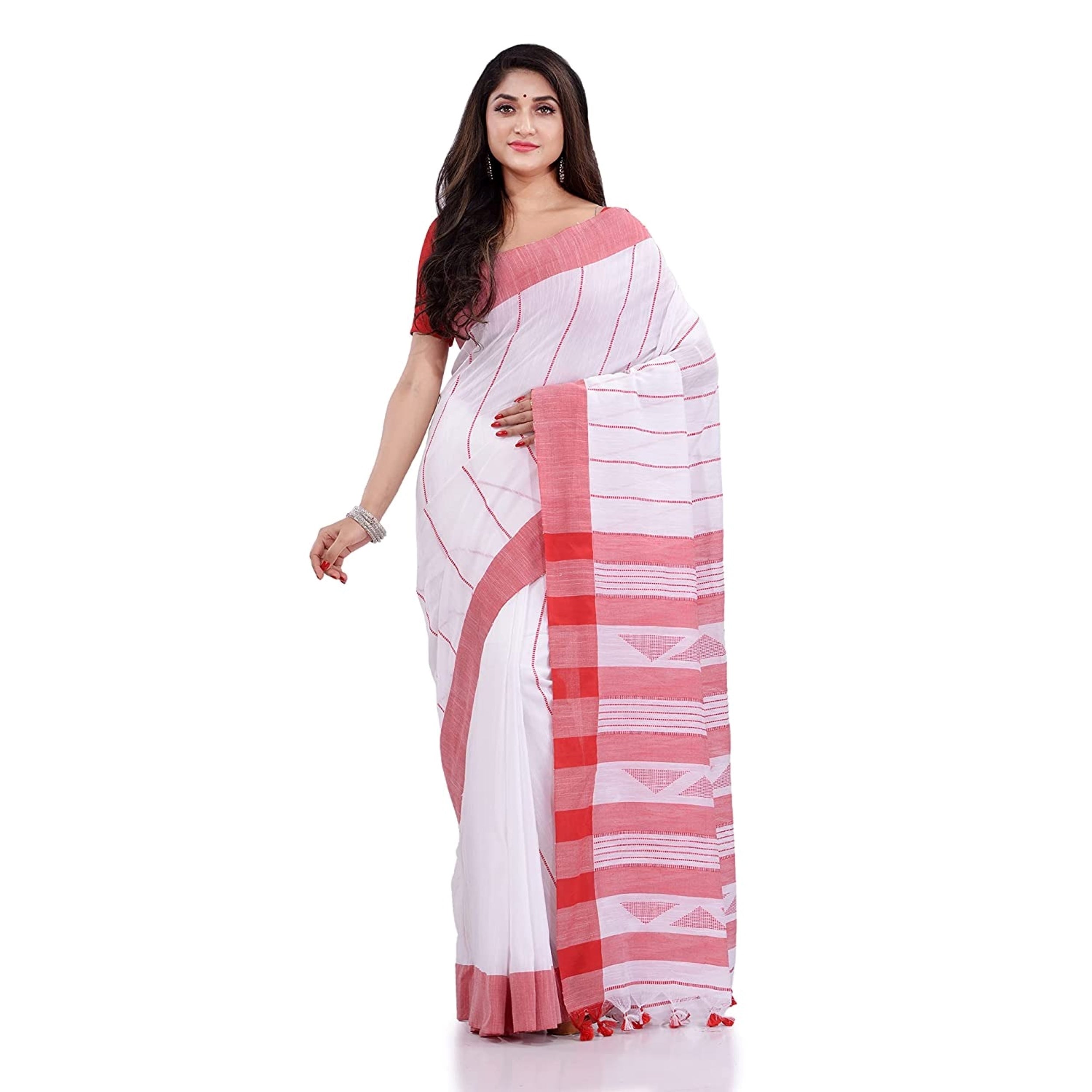 Handloom White Cotton Saree for Women Elegant Ethnic Wear