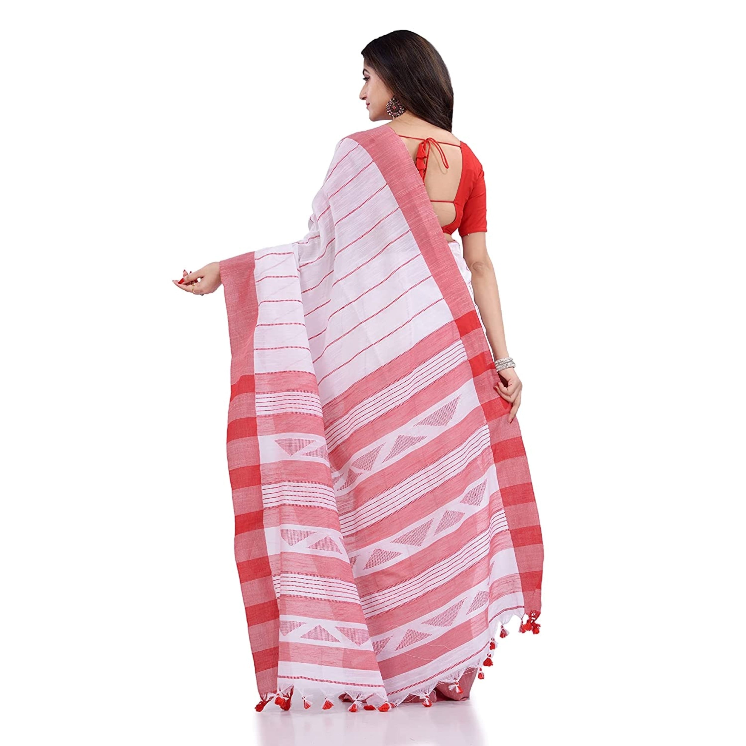 Handloom White Cotton Saree for Women Elegant Ethnic Wear