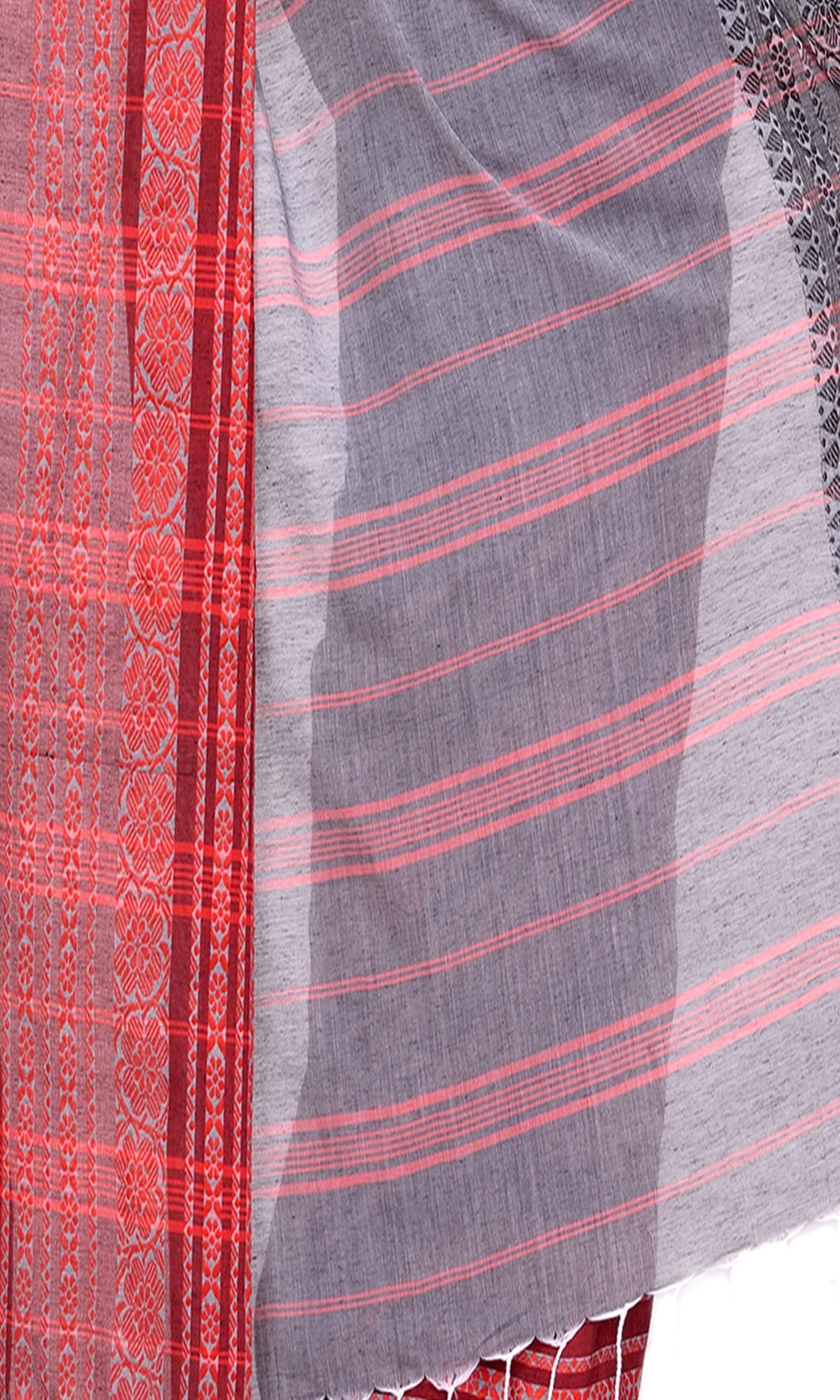 Grey Cotton Handloom Begampuri Saree