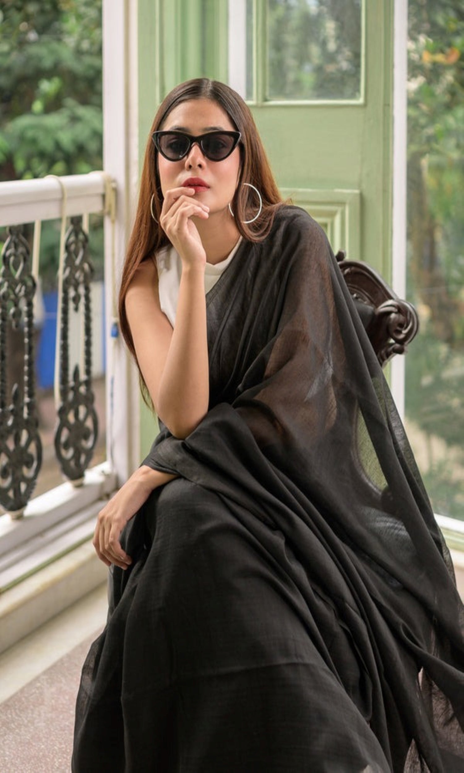 Black Cotton Handloom Saree for Women