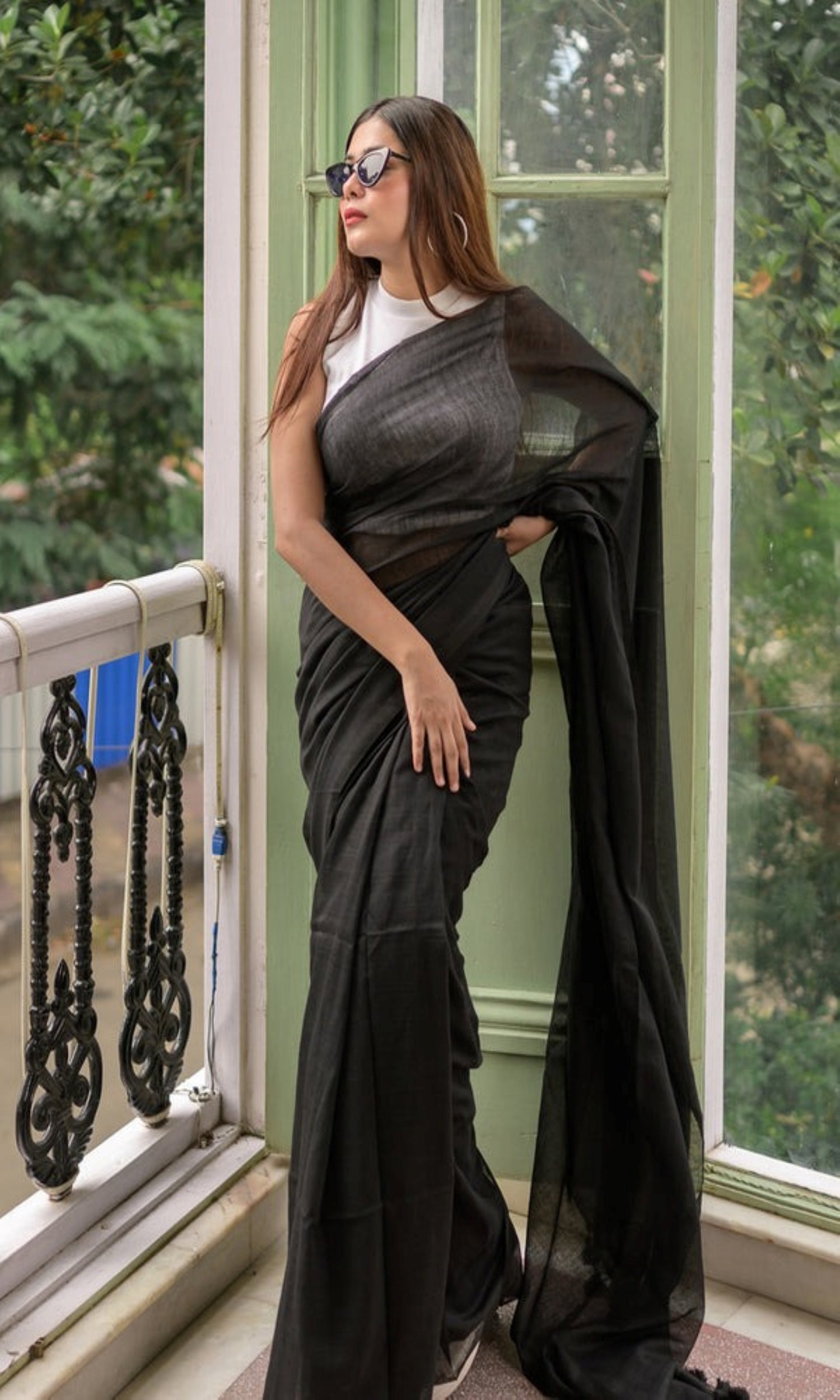 Black Cotton Handloom Saree for Women