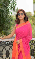 Rani Pink Handloom Cotton Blend Sequin Saree