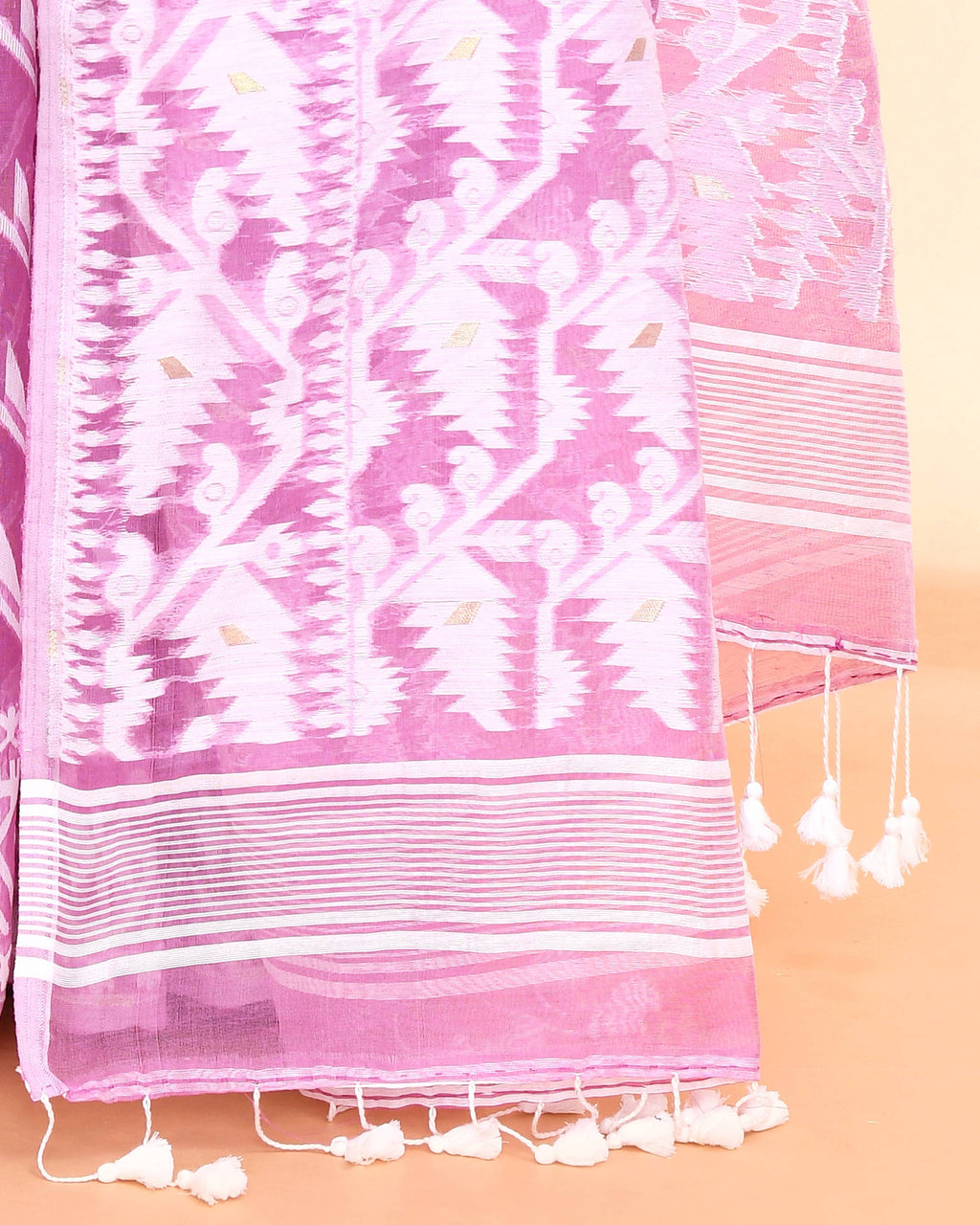 Light Purple Cotton Silk Jamdani Saree with Blouse