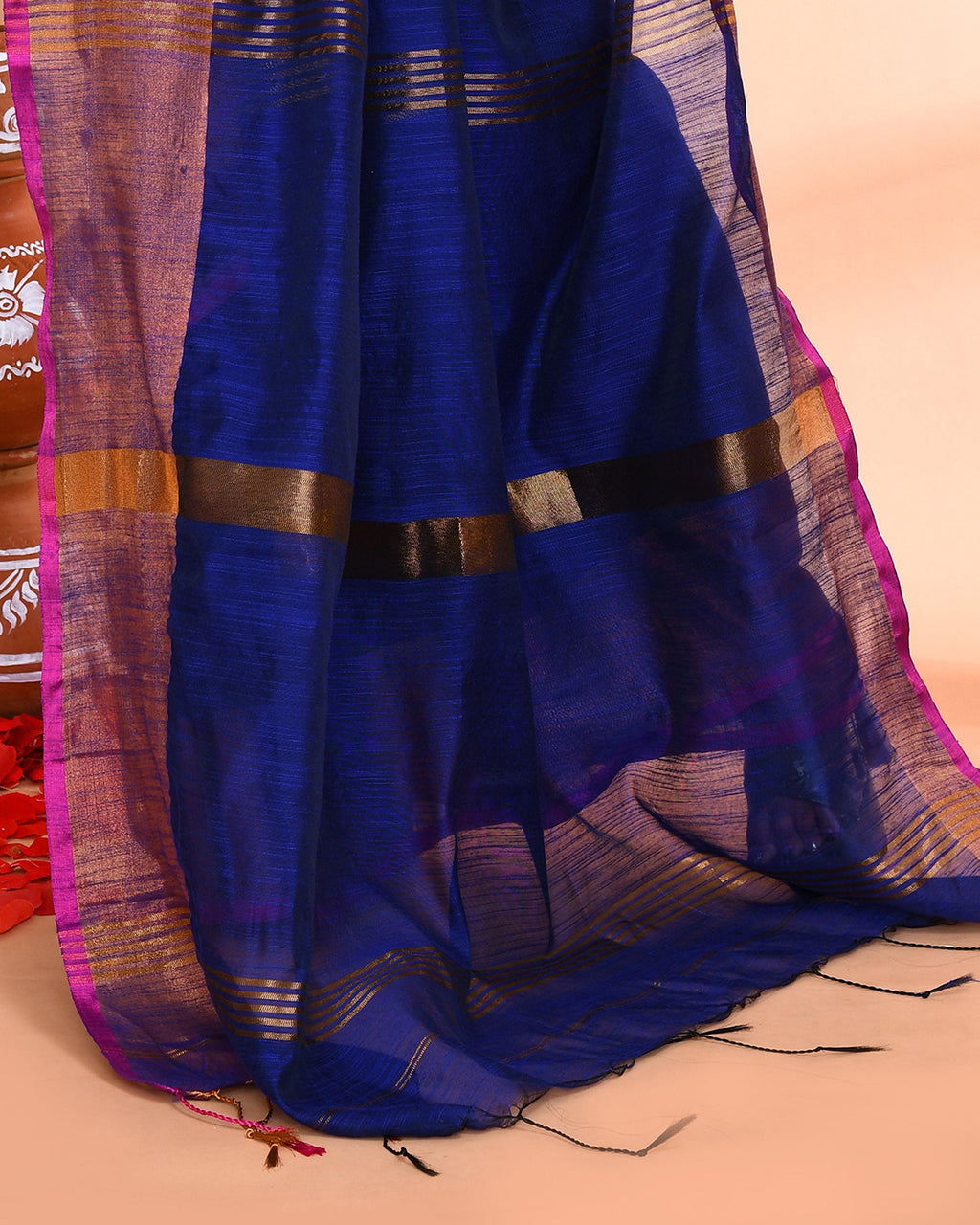 Royal Blue Cotton Silk Handloom Saree with Blouse
