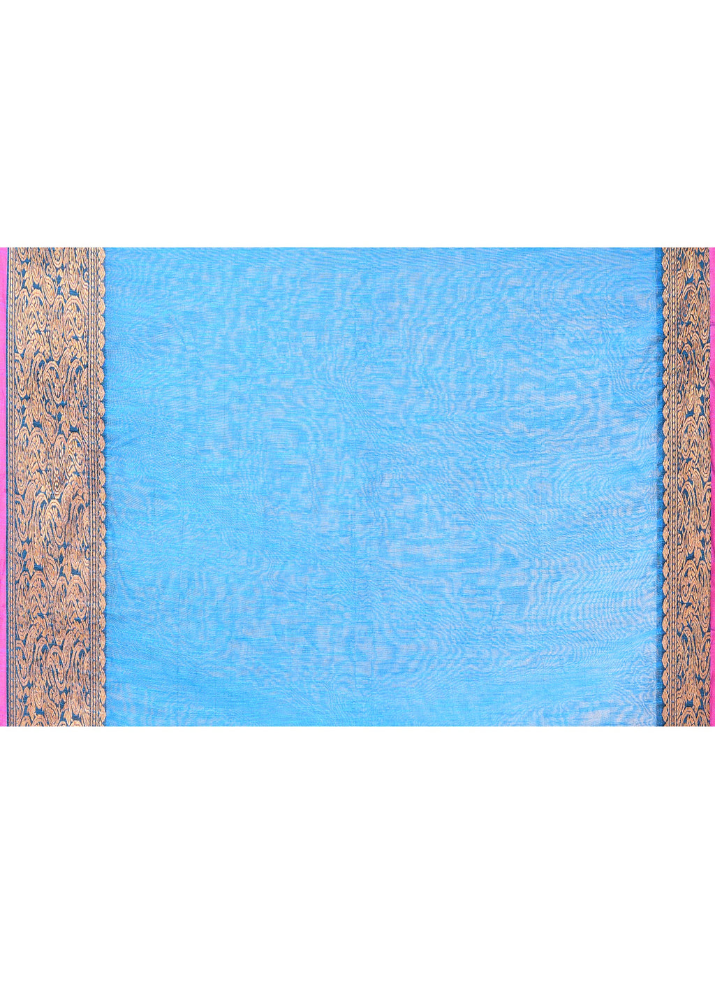 Sky Blue Handloom Cotton Blend Saree with Matching Blouse