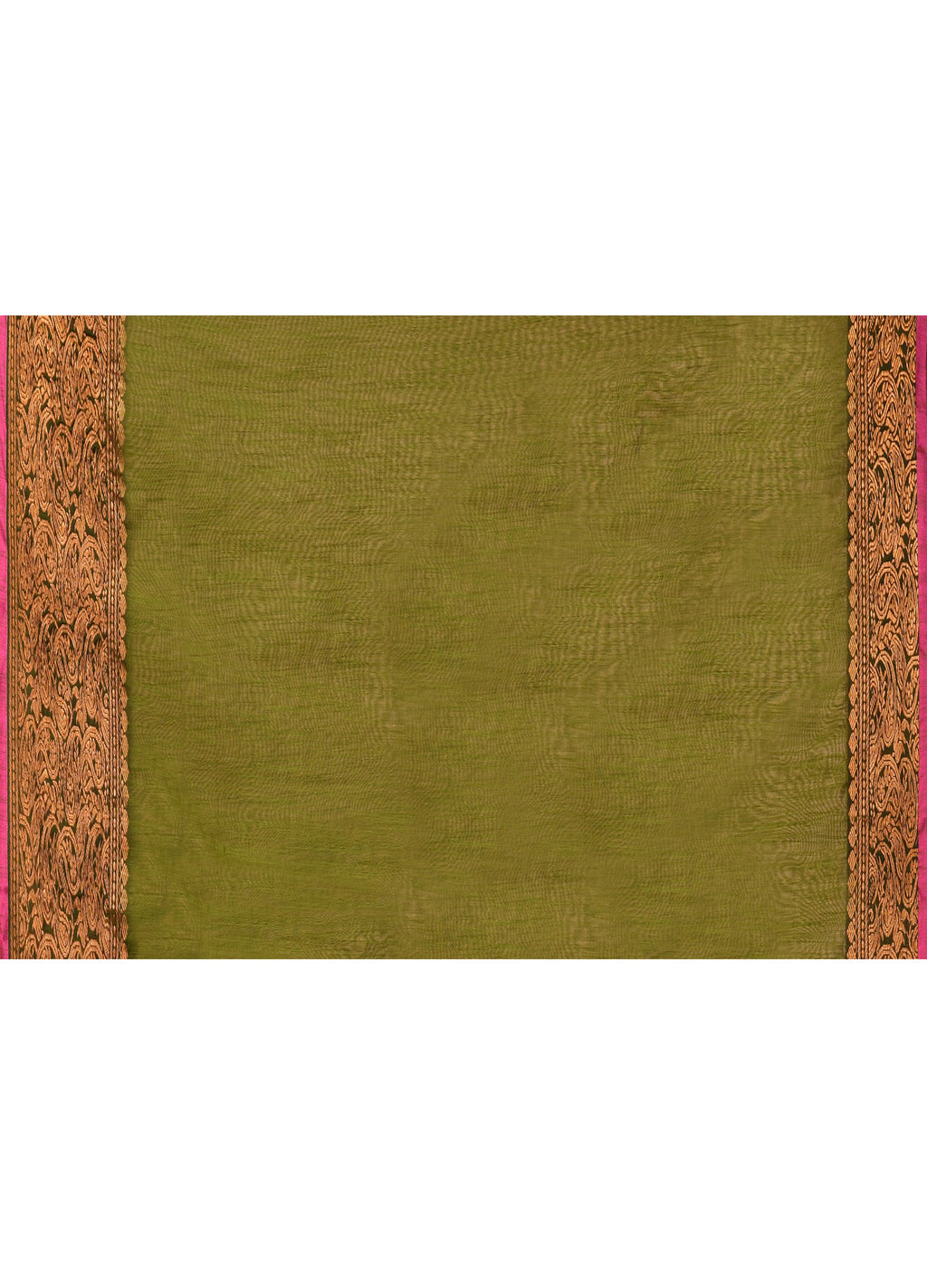 Moss Green Cotton Blend Handloom Saree with Matching Blouse