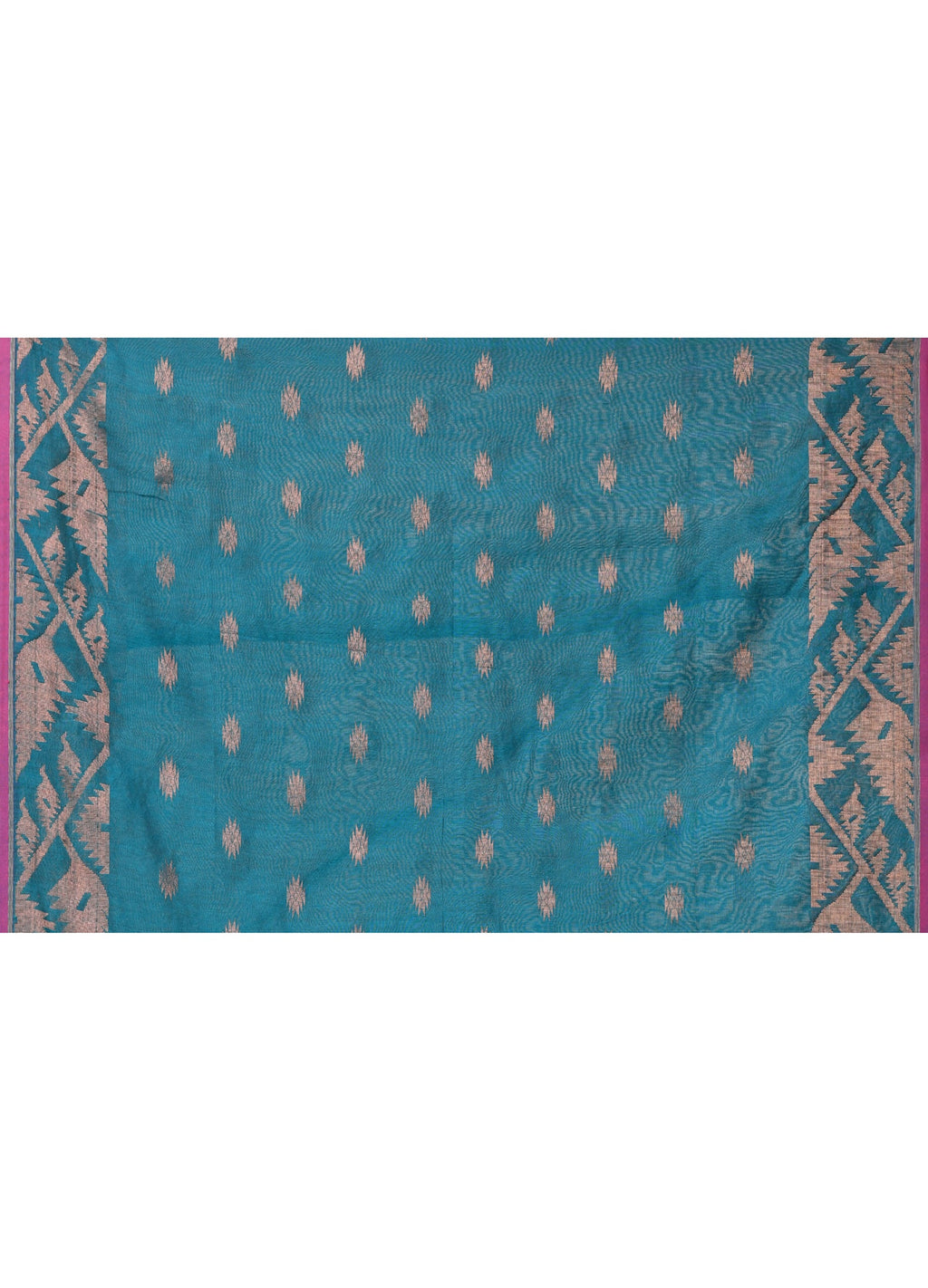 Teal Handloom Cotton Blend Saree with Matching Blouse Piece