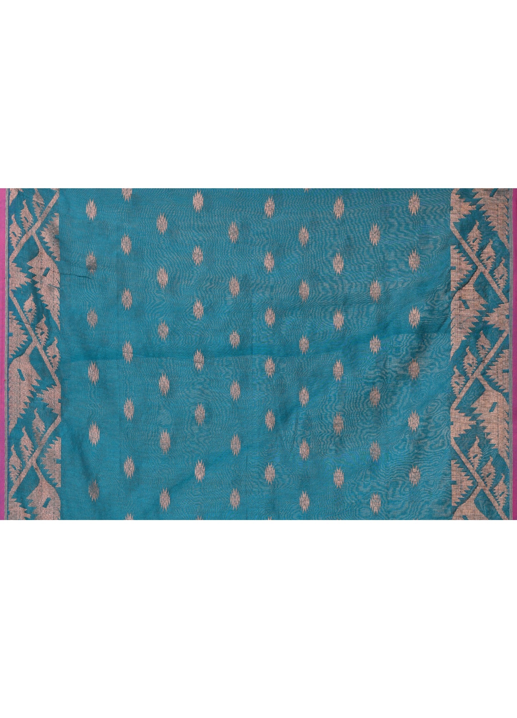 Teal Handloom Cotton Blend Saree with Matching Blouse Piece