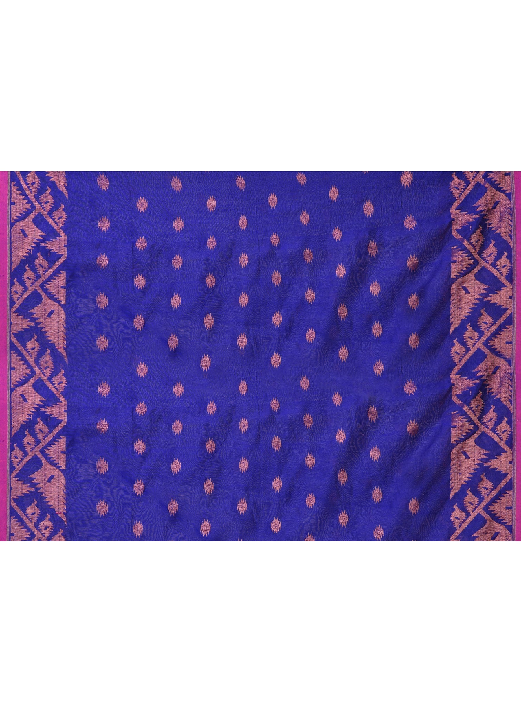 Royal Blue Handloom Cotton Blend Saree with Matching Blouse