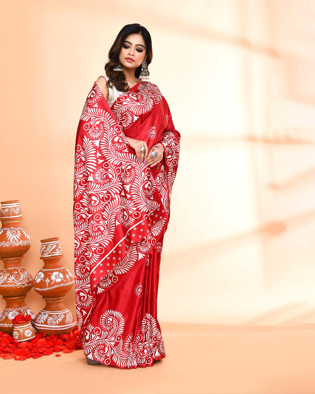 Piyari Fashion PIyari Fashion Maroon Printed Saree With Blouse
