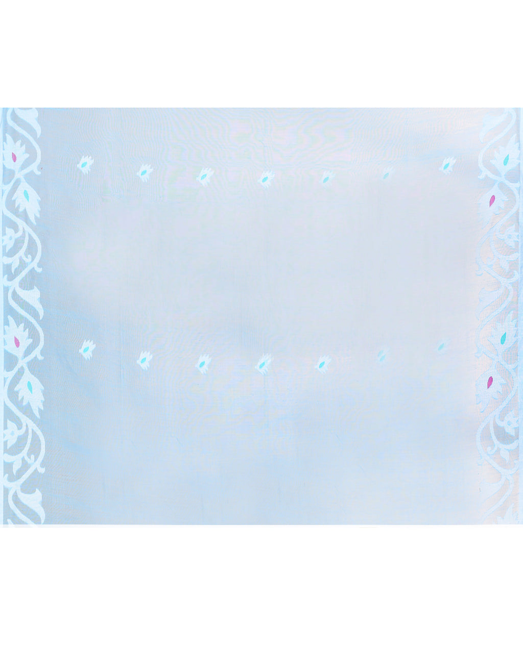 Aqua Art Silk Jamdani Saree with Hand Work Blouse