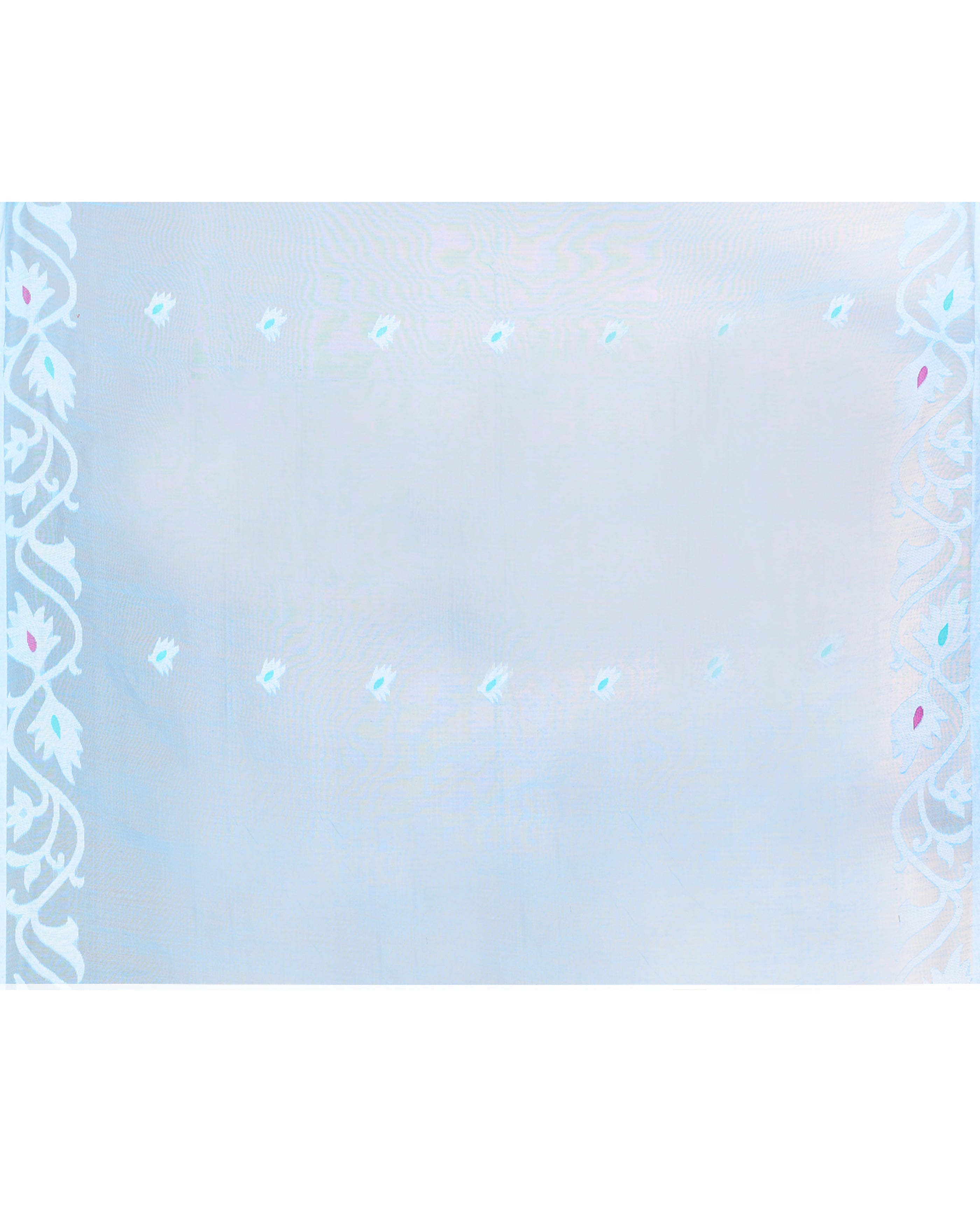 Aqua Art Silk Jamdani Saree with Hand Work Blouse