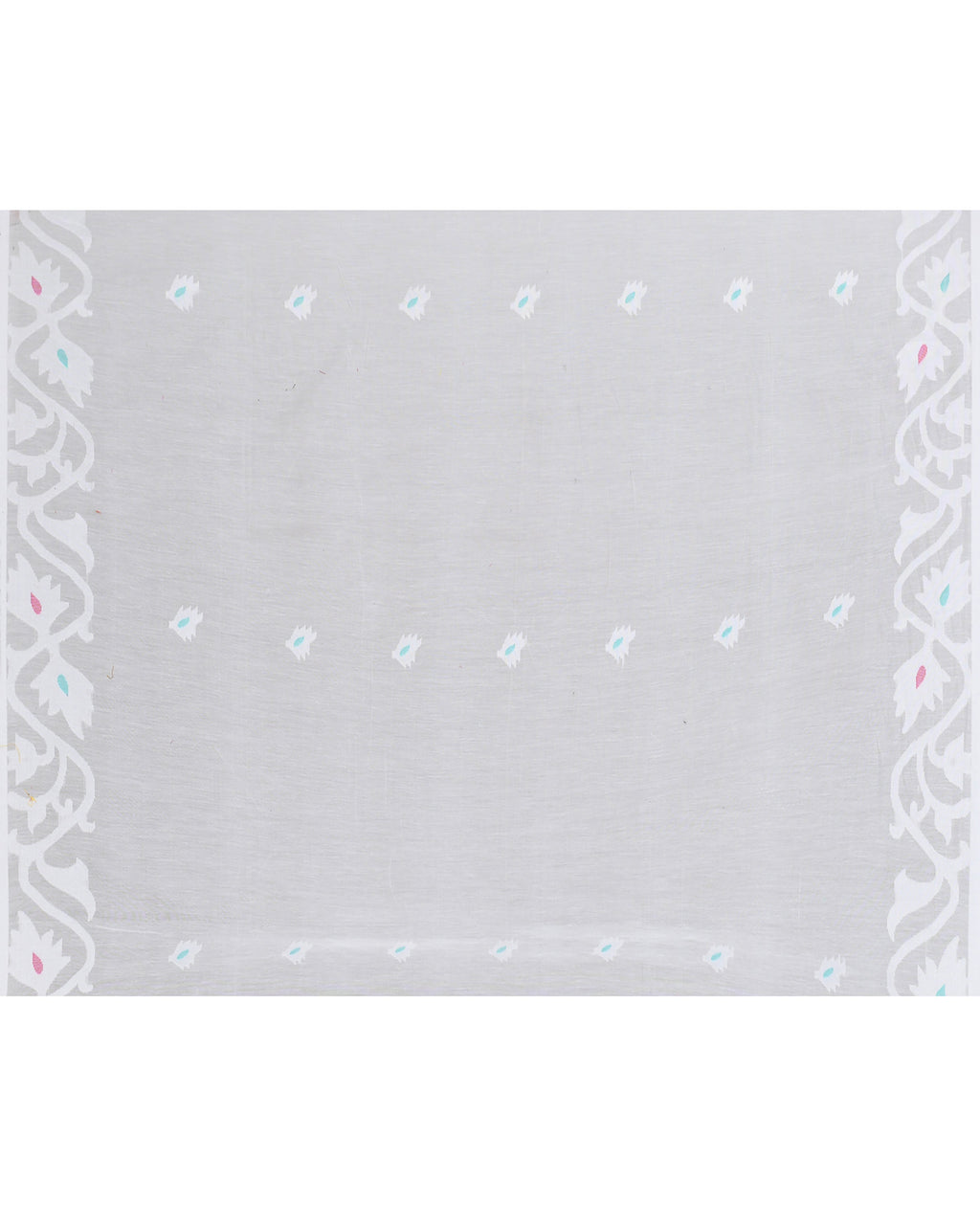 White Hand Work Art Silk Jamdani Saree with Matching Blouse