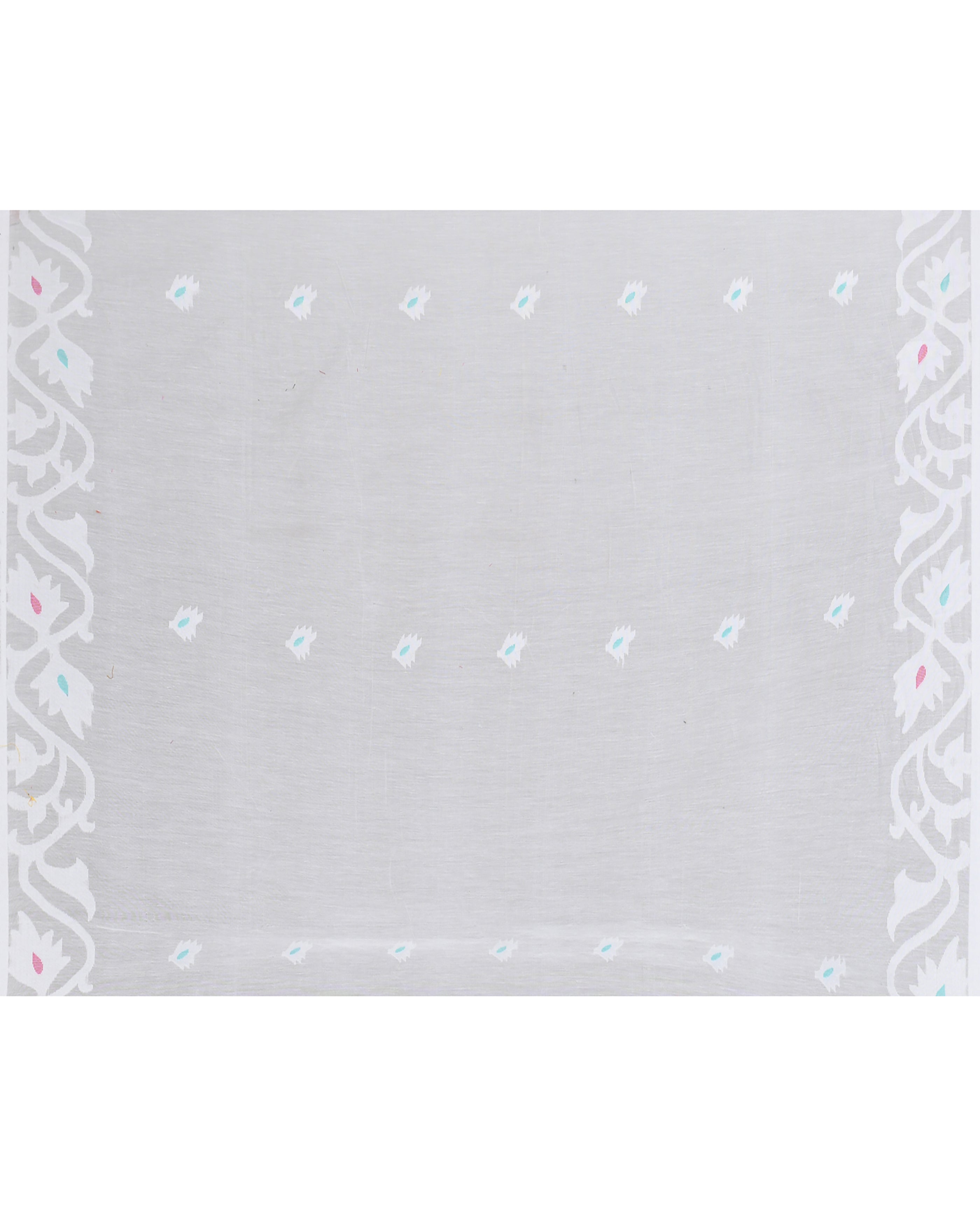 White Hand Work Art Silk Jamdani Saree with Matching Blouse