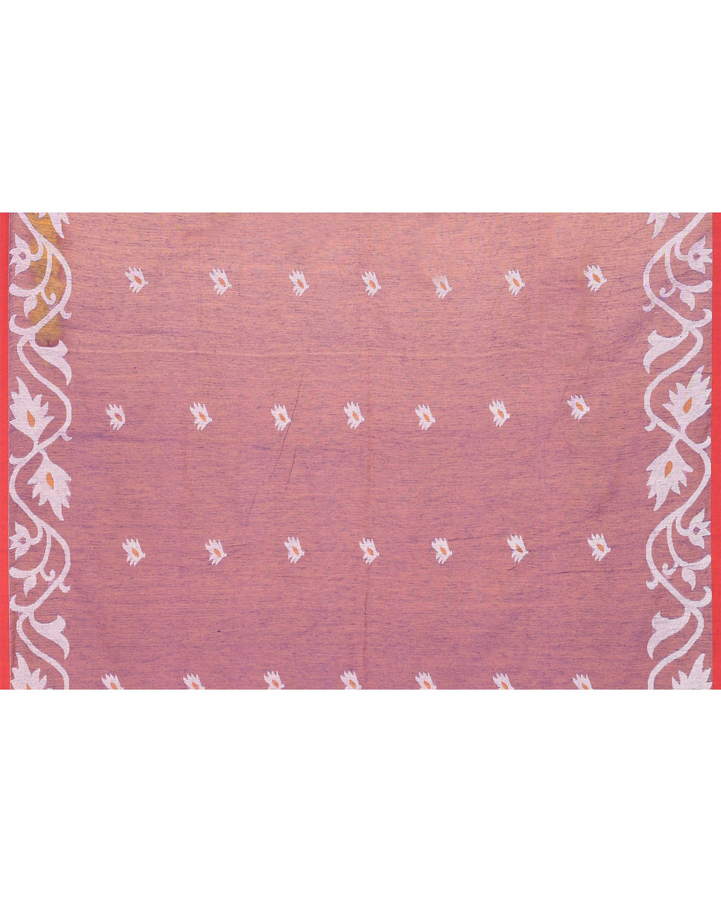 Purple Resham Silk Jamdani Saree with Vibrant Red Borders