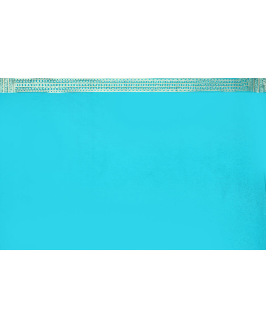 Turquoise Bangalore Silk Jamdani Saree with Zari Border