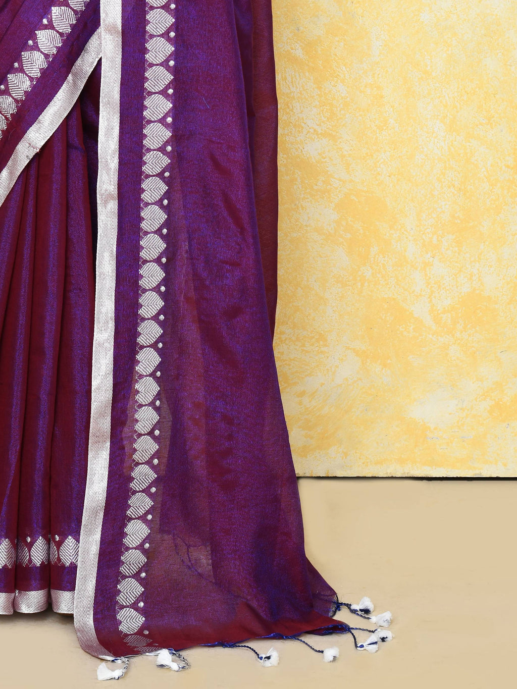 Piyari Fashion Women's Love Border Purple Tissue Saree With Blouse Piece