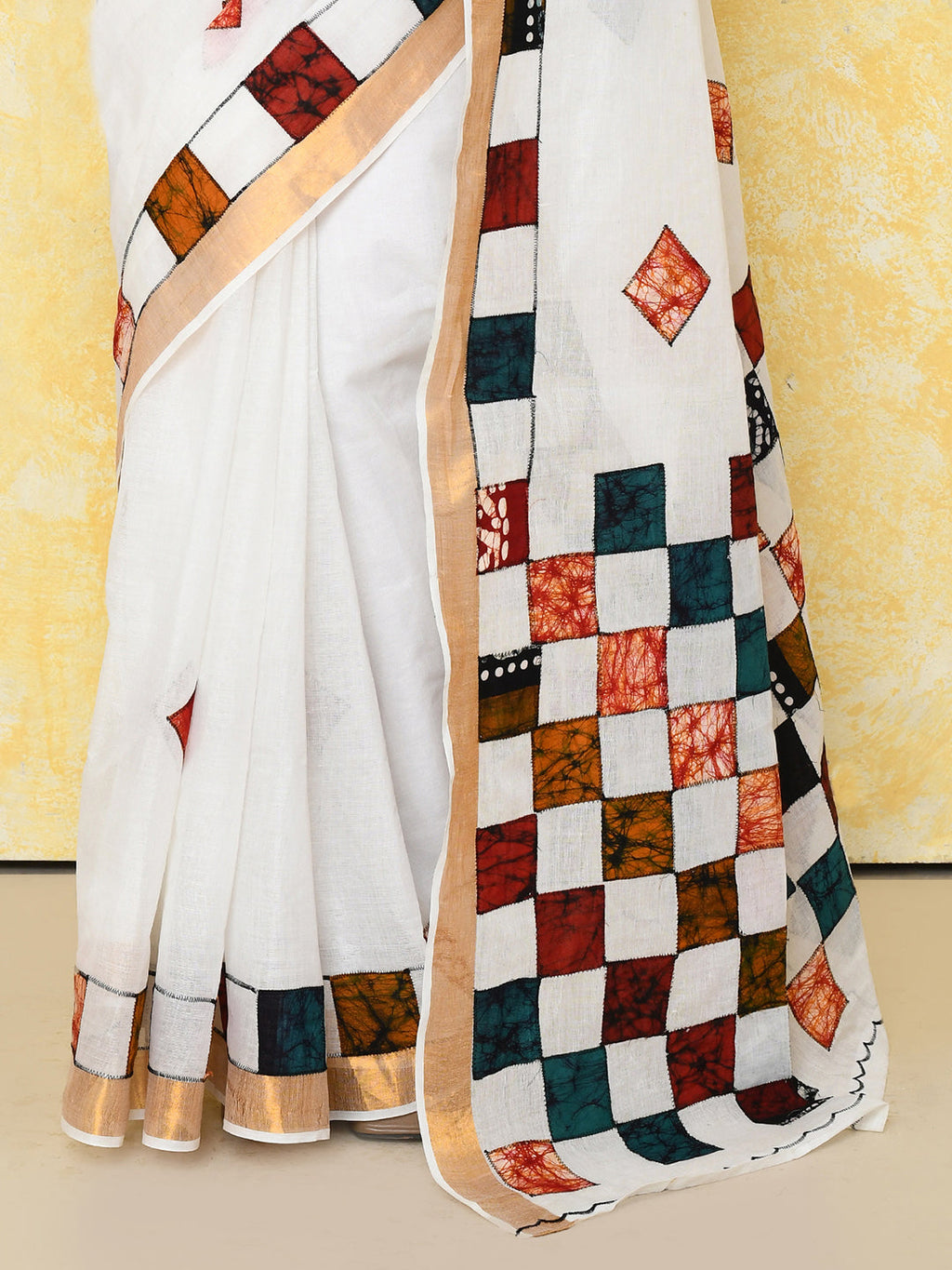 White Exclusive Applique Saree with Blouse Piece