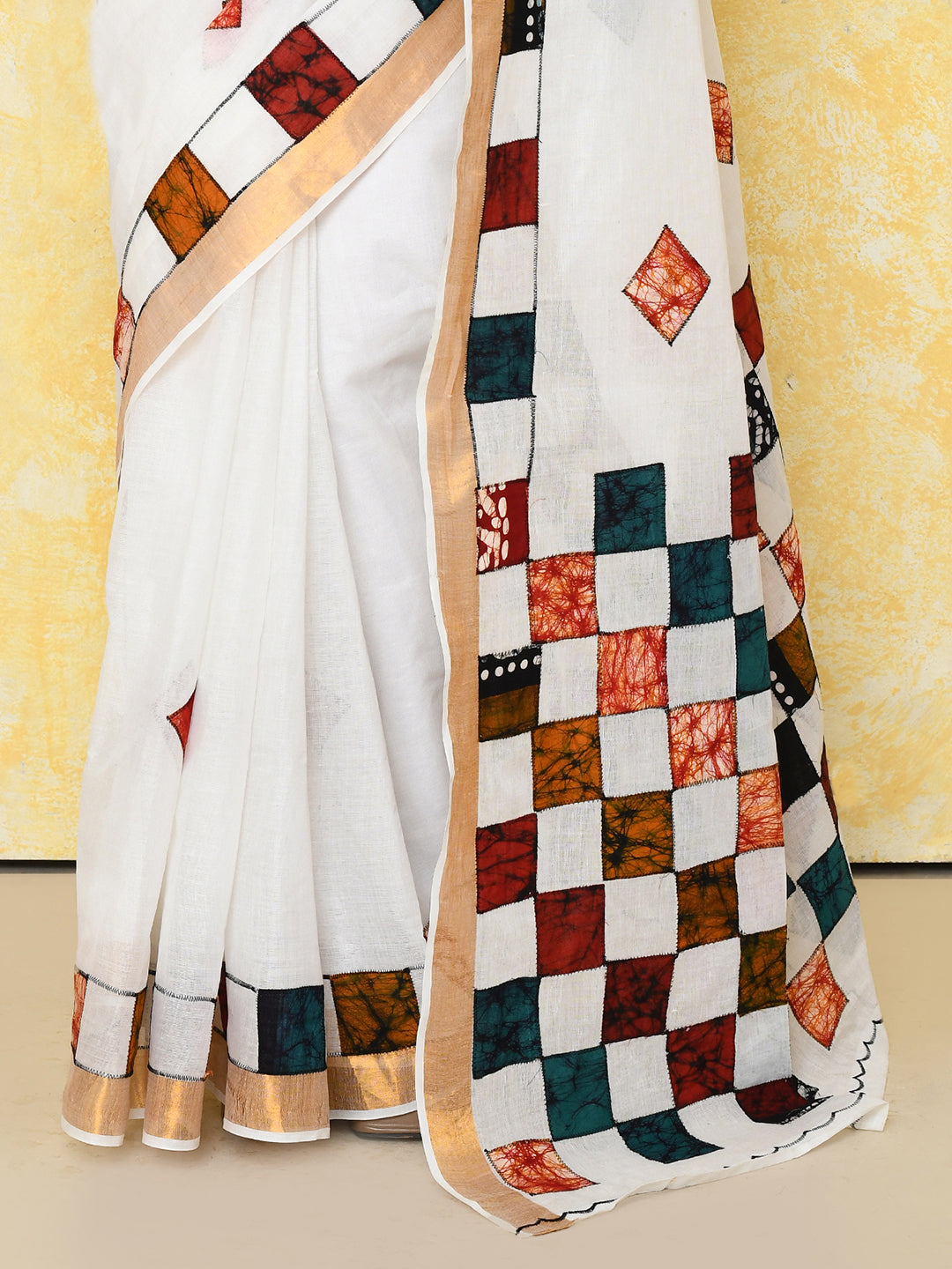 White Exclusive Applique Saree with Blouse Piece