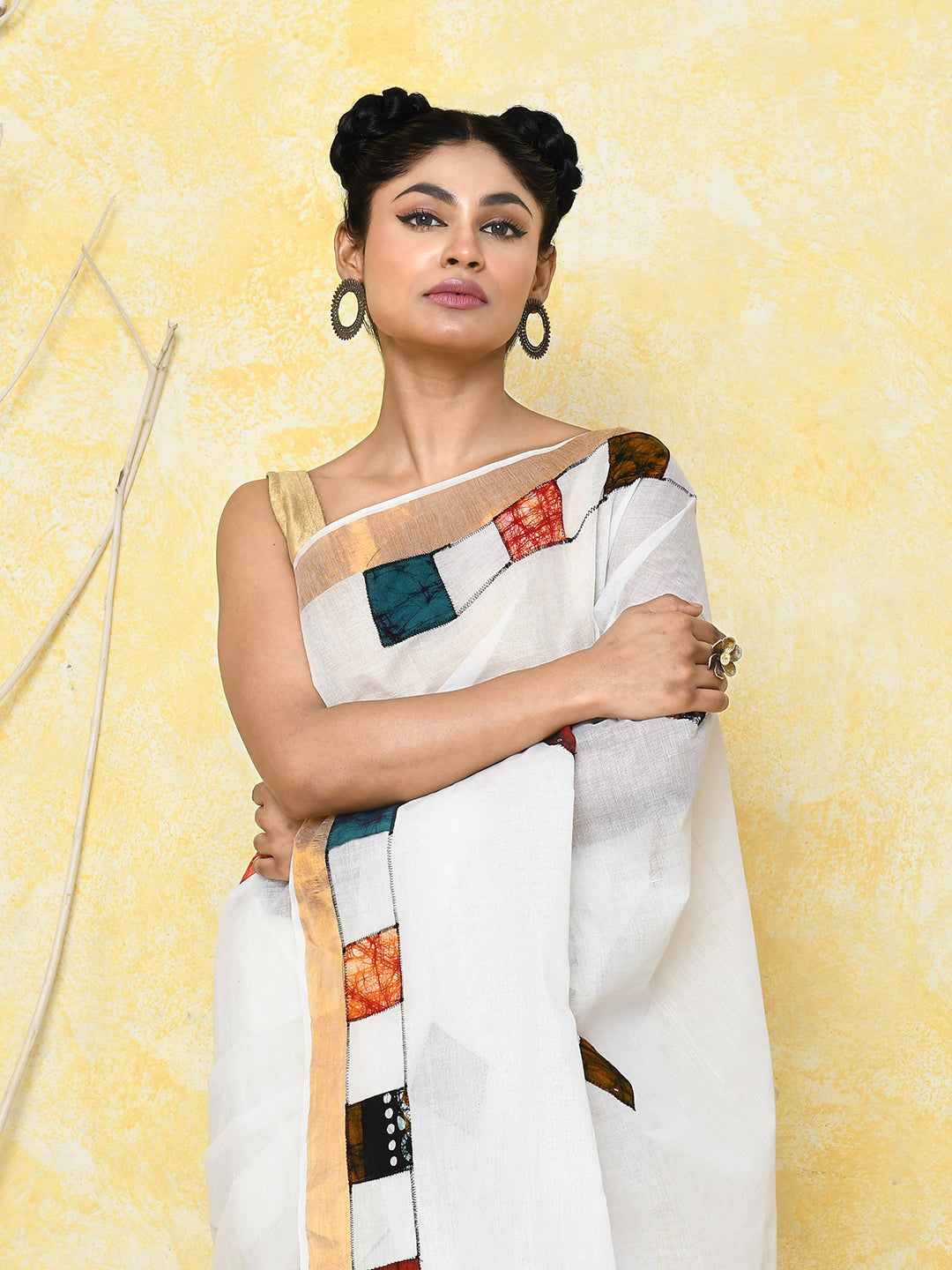 White Exclusive Applique Saree with Blouse Piece