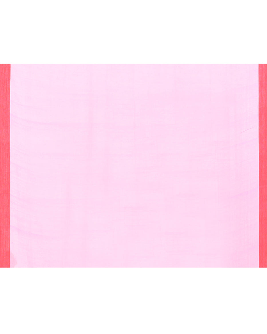Pink Handloom Jamdani Saree in Cotton with Blouse Piece