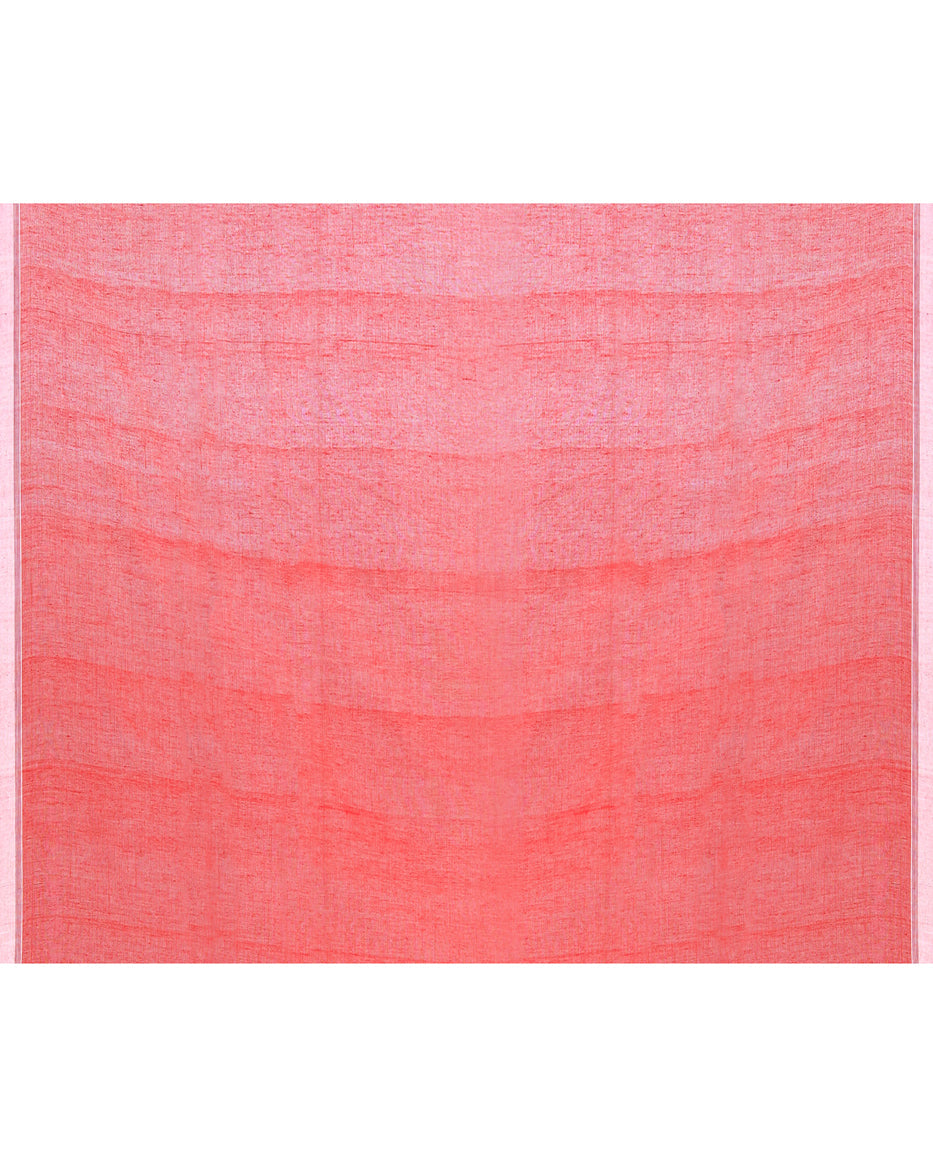 Red Cotton Handloom Jamdani Saree with Matching Blouse Piece