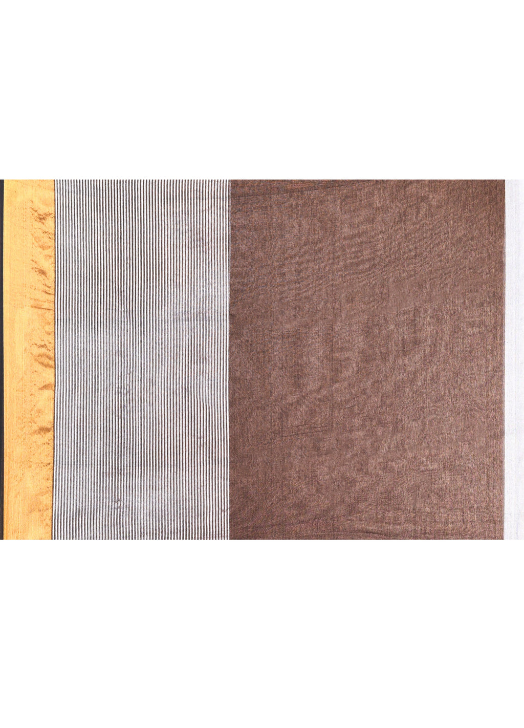 Piyari Fashion Women`s Black Cotton Handloom Saree With Gold Silver Zari Stripes