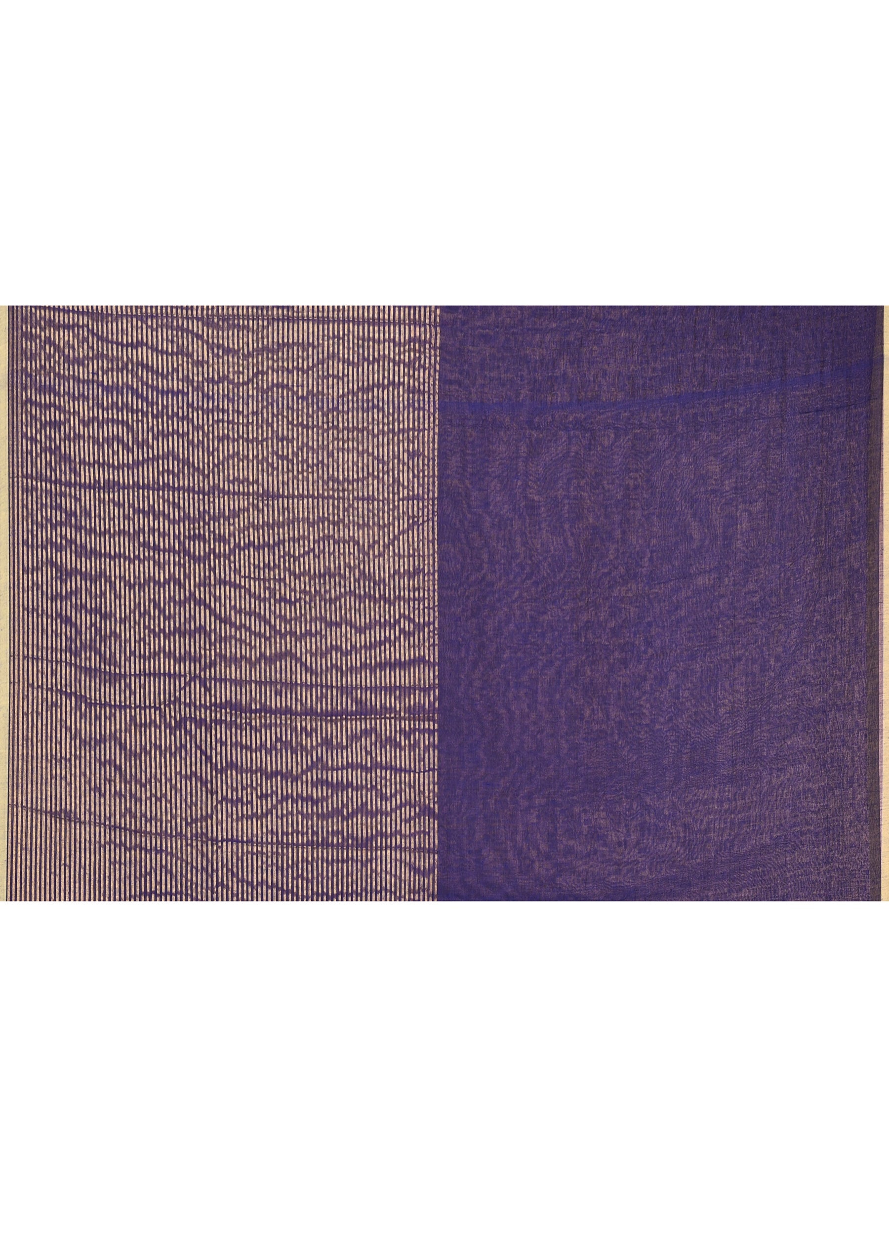 Blue Cotton Handloom Saree with Gold Zari Stripes
