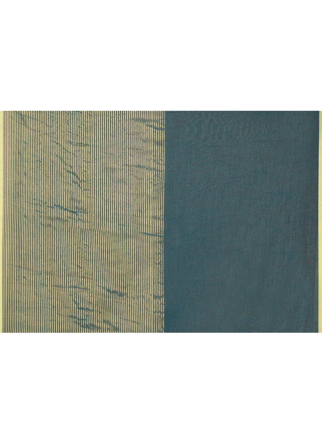 Teal Cotton Handloom Saree with Gold Zari Stripes