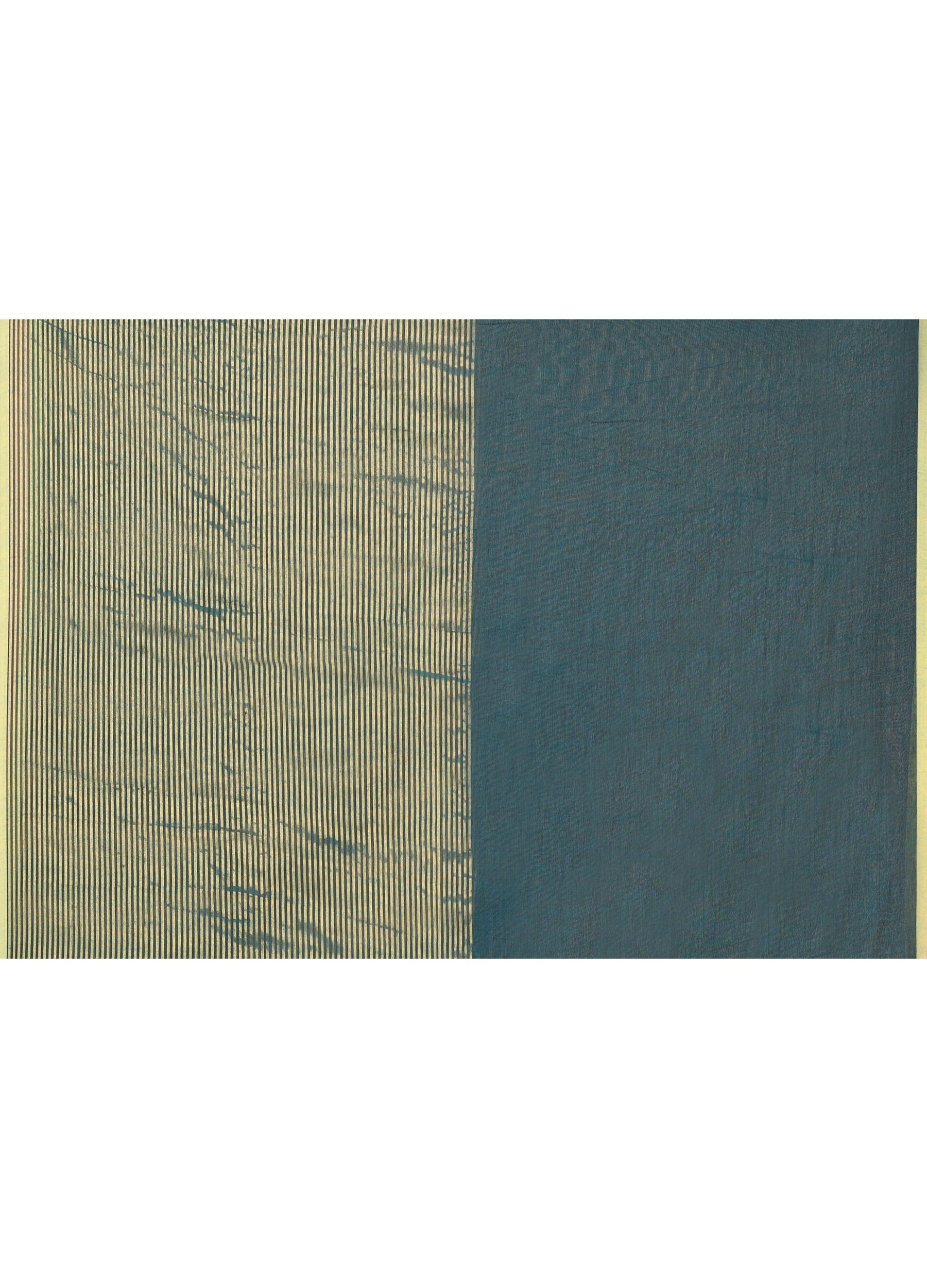 Teal Cotton Handloom Saree with Gold Zari Stripes