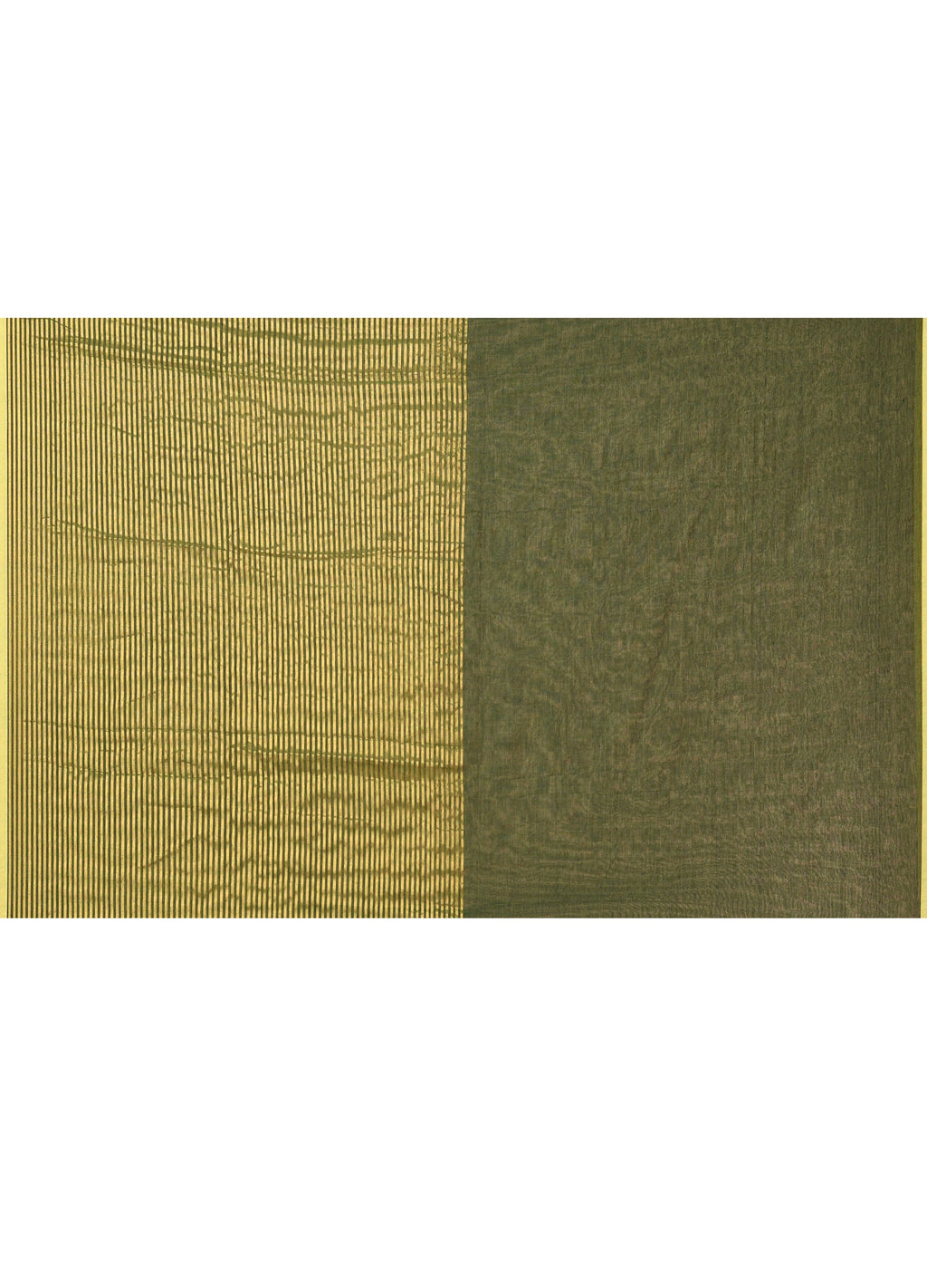 Piyari Fashion Women`s Dark Green Cotton Handloom Saree With Gold Zari Stripes
