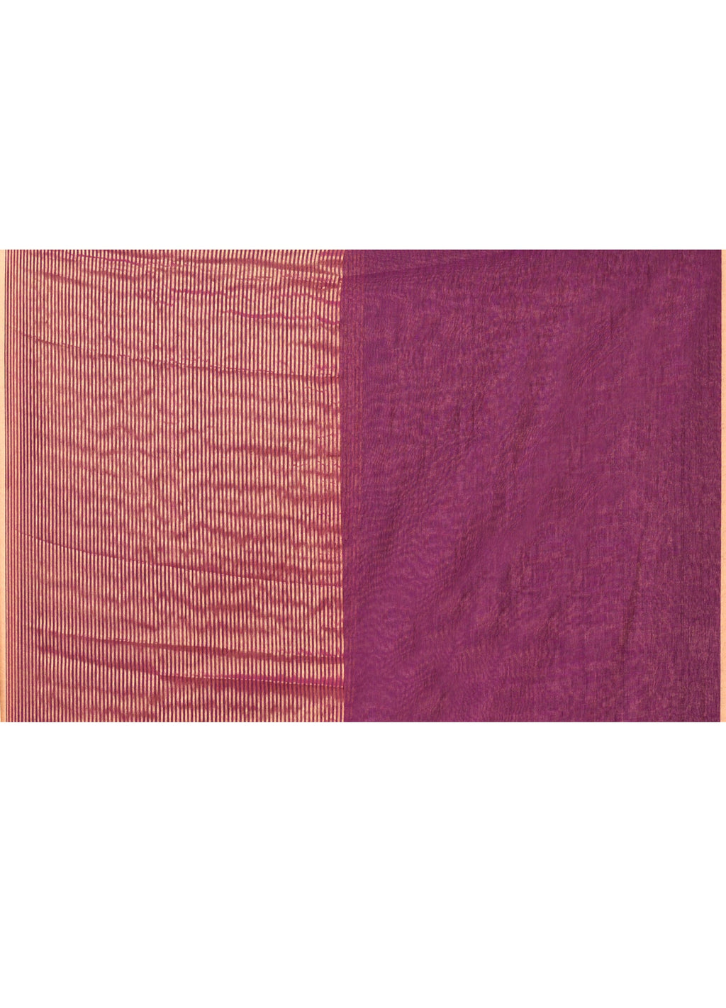 Piyari Fashion Women`s Magenta Cotton Handloom Saree With Gold Zari Stripes