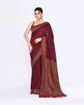 Maroon Embellished Sequined Cotton Saree