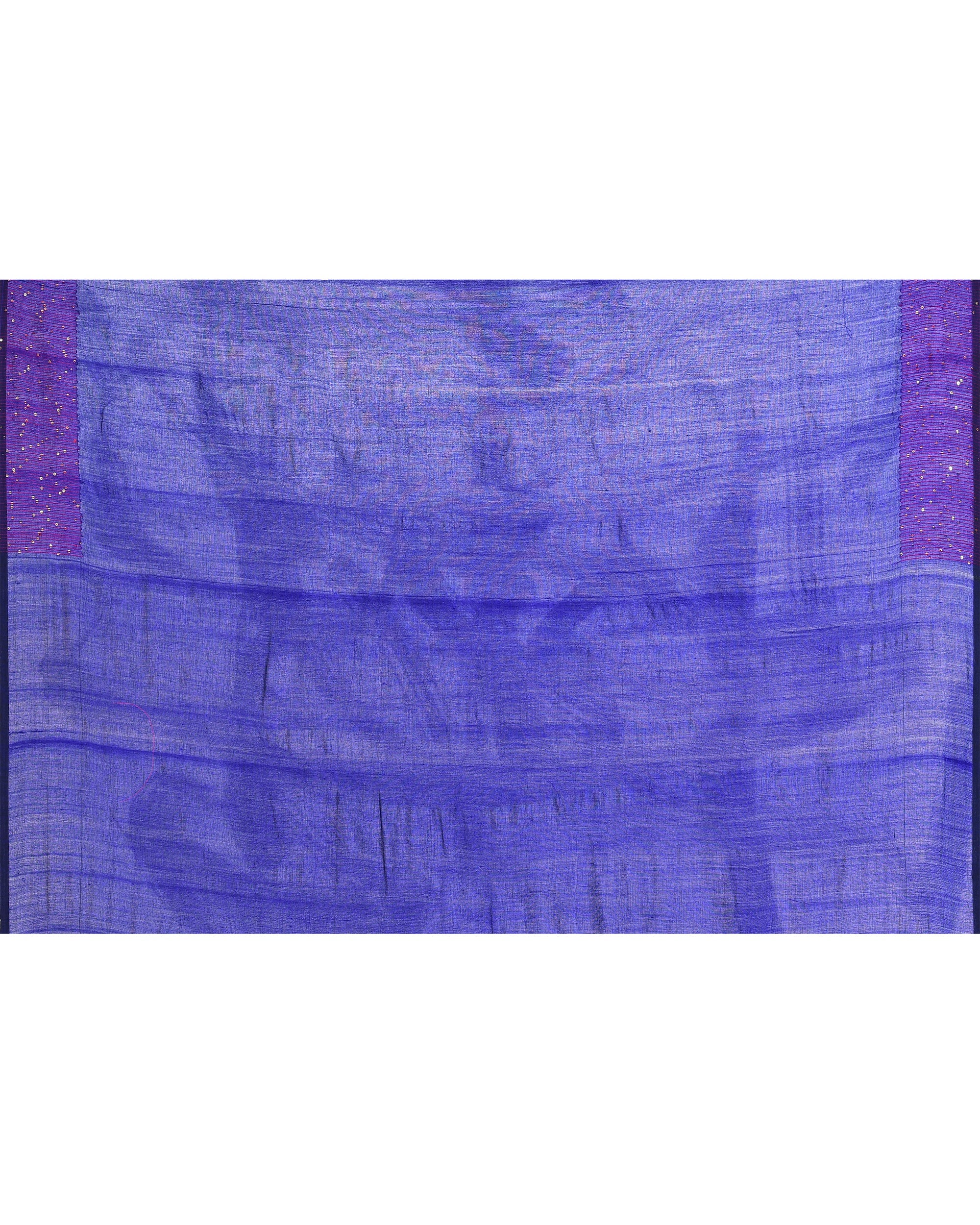 Blue Embellished Sequined Cotton Saree