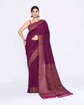 Vibrant magenta cotton saree featuring sequin embellishments