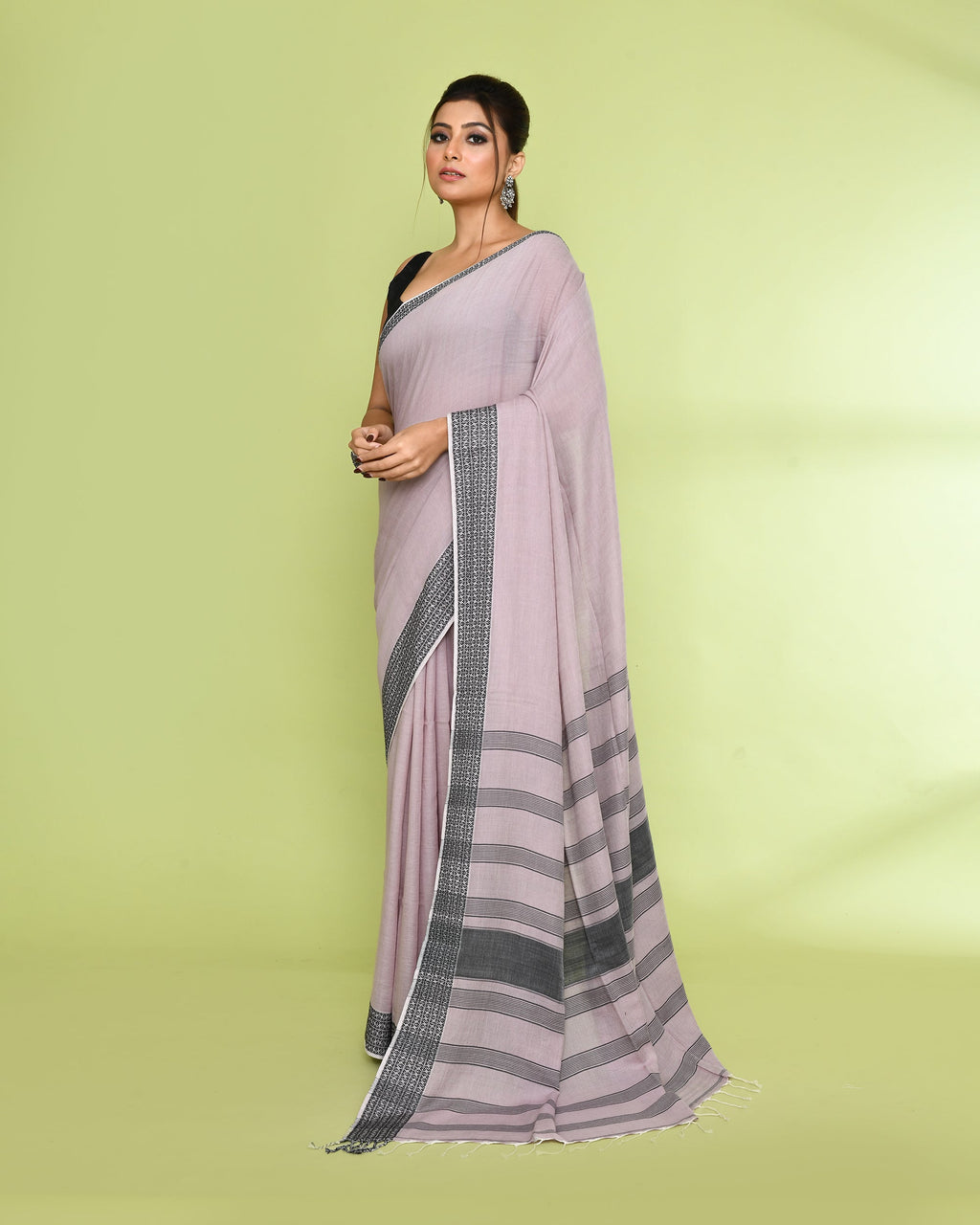 Alabaster Embellished Sequined Cotton Saree for Women
