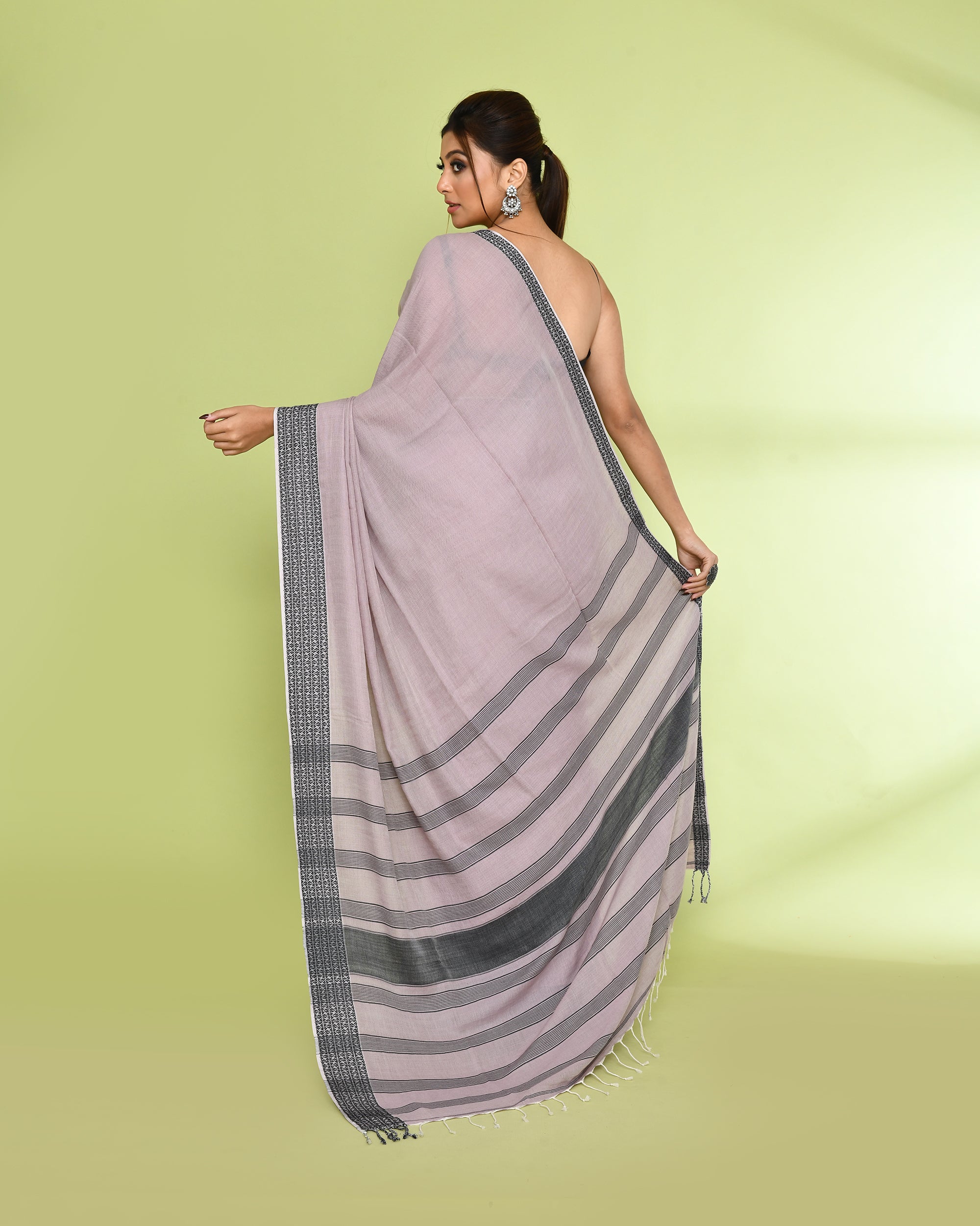 Alabaster Embellished Sequined Cotton Saree for Women
