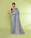 Silver Grey cotton saree with sequin embellishments