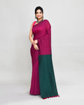 Vibrant Rani Pink handspun cotton handloom saree with matching blouse draped elegantly