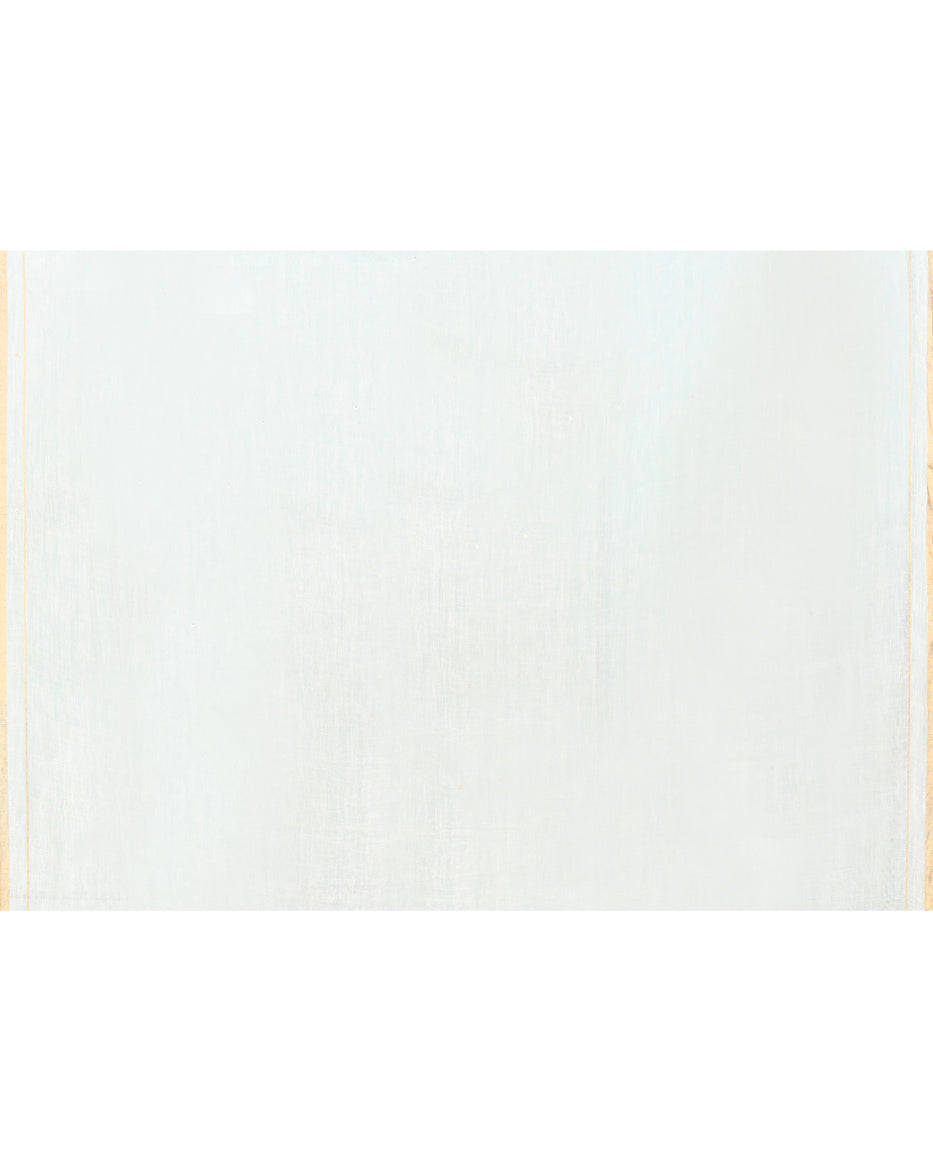 White Handloom Linen Saree with Sequin Embellishments