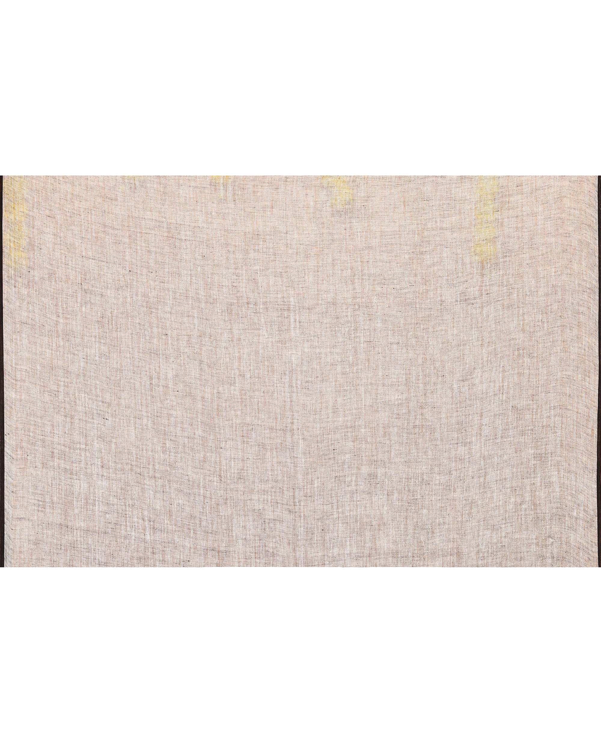 Piyari Fashion Women's Off White Linen Ball Jamdani Saree With Tassels