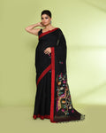 Black Embellished Matka Silk Jamdani Saree