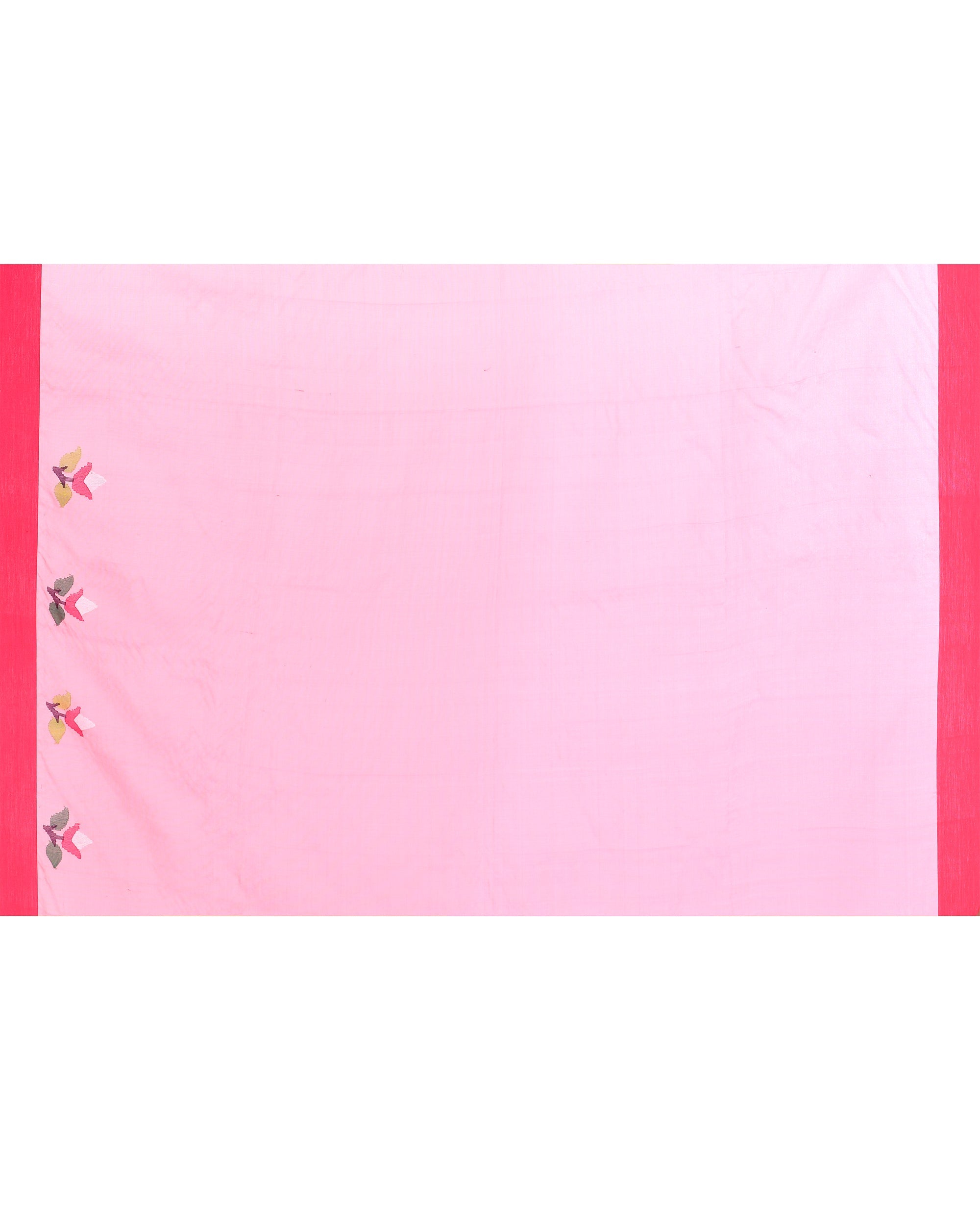 Piyari Fashion Women's Pink Embellished Silk Jamdani Saree
