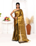 Gold dual-tone organic tissue saree with elegant sheen