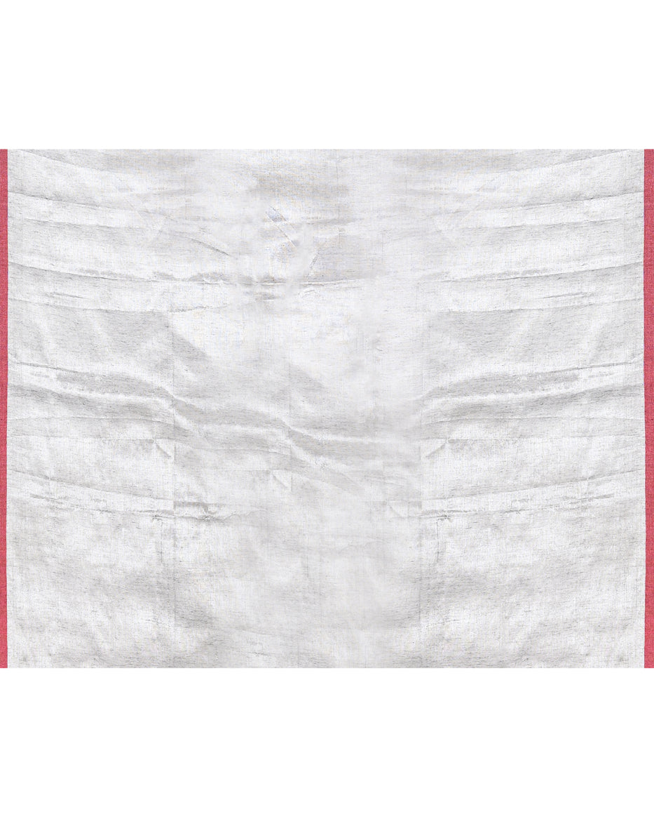 Silver Grey Dual Tone Organic Tissue Saree with Blouse Piece